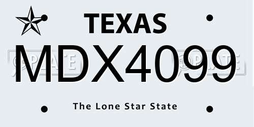 MDX4099 Texas License Plate