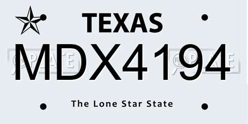 MDX4194 Texas License Plate