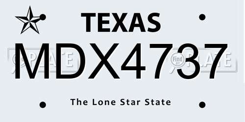 MDX4737 Texas License Plate