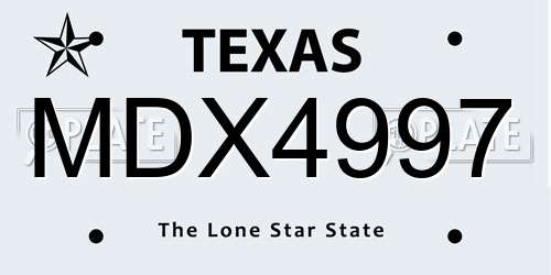 MDX4997 Texas License Plate