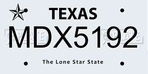 MDX5192 Texas License Plate