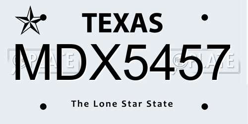MDX5457 Texas License Plate