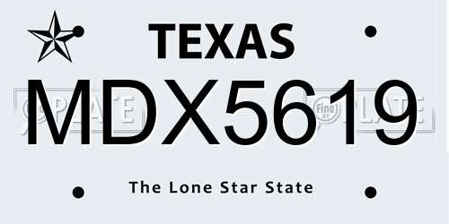 MDX5619 Texas License Plate