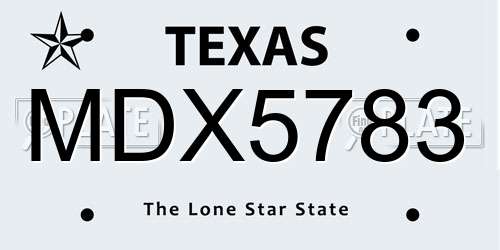 MDX5783 Texas License Plate