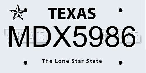 MDX5986 Texas License Plate
