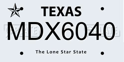 MDX6040 Texas License Plate