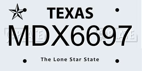MDX6697 Texas License Plate