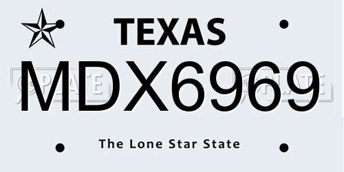 MDX6969 Texas License Plate