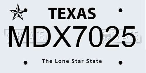 MDX7025 Texas License Plate