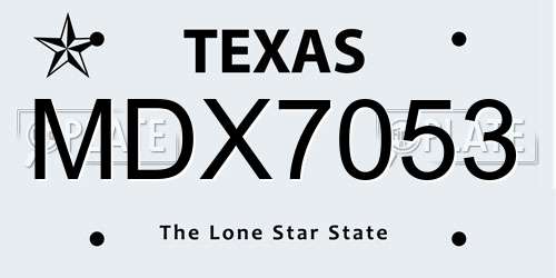 MDX7053 Texas License Plate