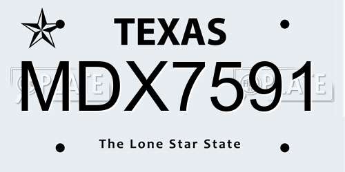 MDX7591 Texas License Plate