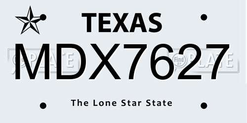 MDX7627 Texas License Plate