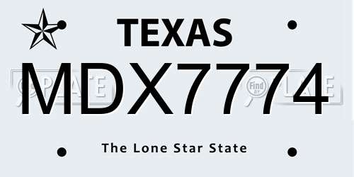 MDX7774 Texas License Plate
