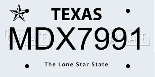 MDX7991 Texas License Plate