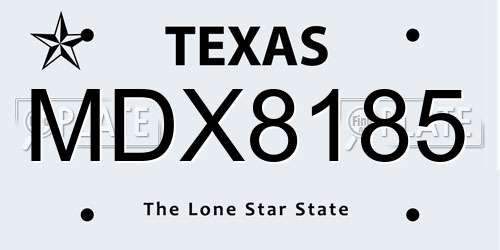 MDX8185 Texas License Plate