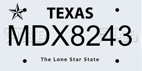 MDX8243 Texas License Plate