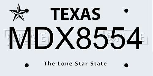 MDX8554 Texas License Plate