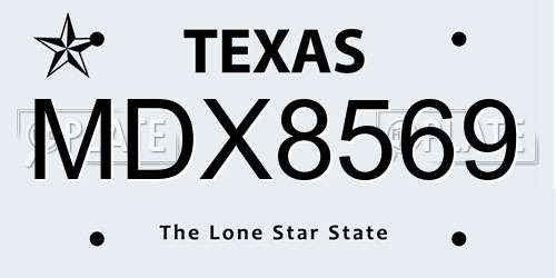 MDX8569 Texas License Plate