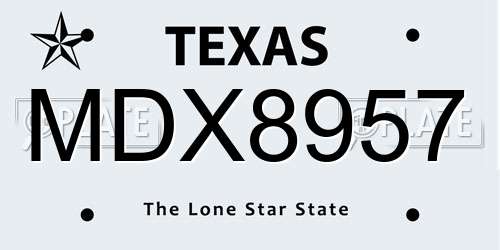 MDX8957 Texas License Plate