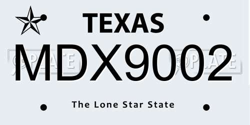 MDX9002 Texas License Plate
