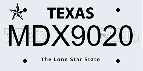 MDX9020 Texas License Plate
