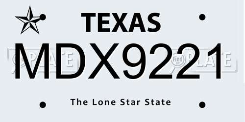 MDX9221 Texas License Plate