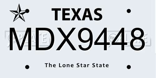 MDX9448 Texas License Plate