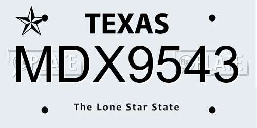 MDX9543 Texas License Plate