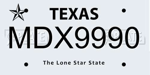 MDX9990 Texas License Plate