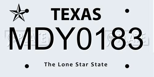 MDY0183 Texas License Plate