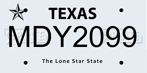 MDY2099 Texas License Plate