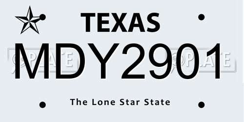 MDY2901 Texas License Plate