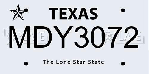 MDY3072 Texas License Plate
