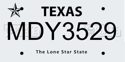 MDY3529 Texas License Plate