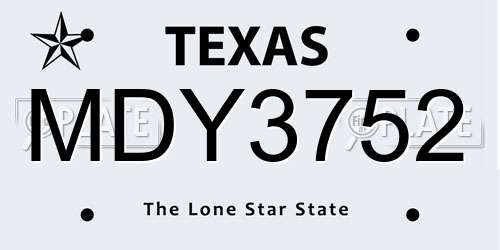 MDY3752 Texas License Plate