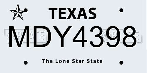 MDY4398 Texas License Plate