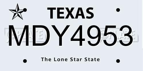 MDY4953 Texas License Plate