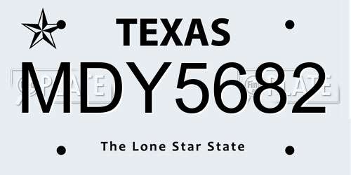 MDY5682 Texas License Plate