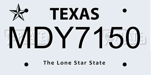 MDY7150 Texas License Plate
