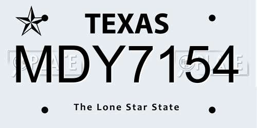 MDY7154 Texas License Plate