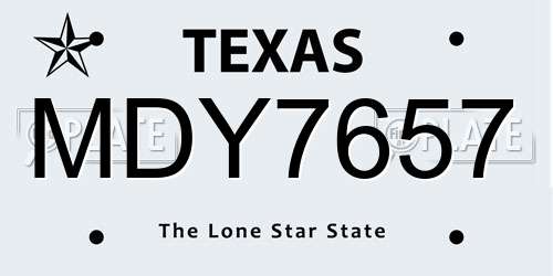 MDY7657 Texas License Plate