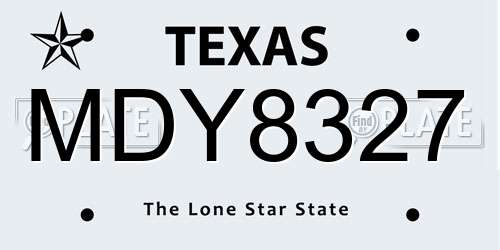 MDY8327 Texas License Plate