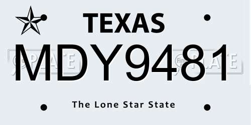 MDY9481 Texas License Plate