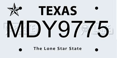 MDY9775 Texas License Plate
