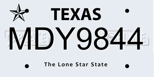 MDY9844 Texas License Plate