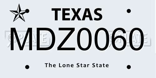 MDZ0060 Texas License Plate