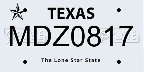 MDZ0817 Texas License Plate