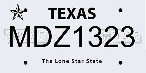 MDZ1323 Texas License Plate