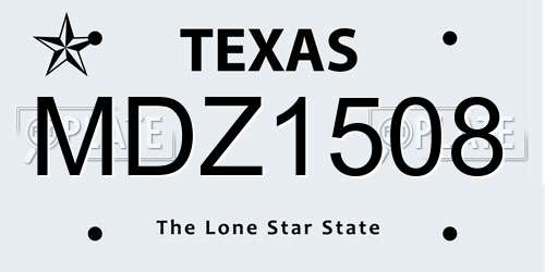 MDZ1508 Texas License Plate