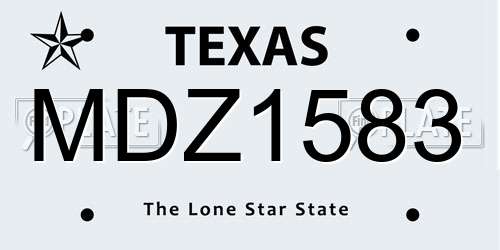 MDZ1583 Texas License Plate